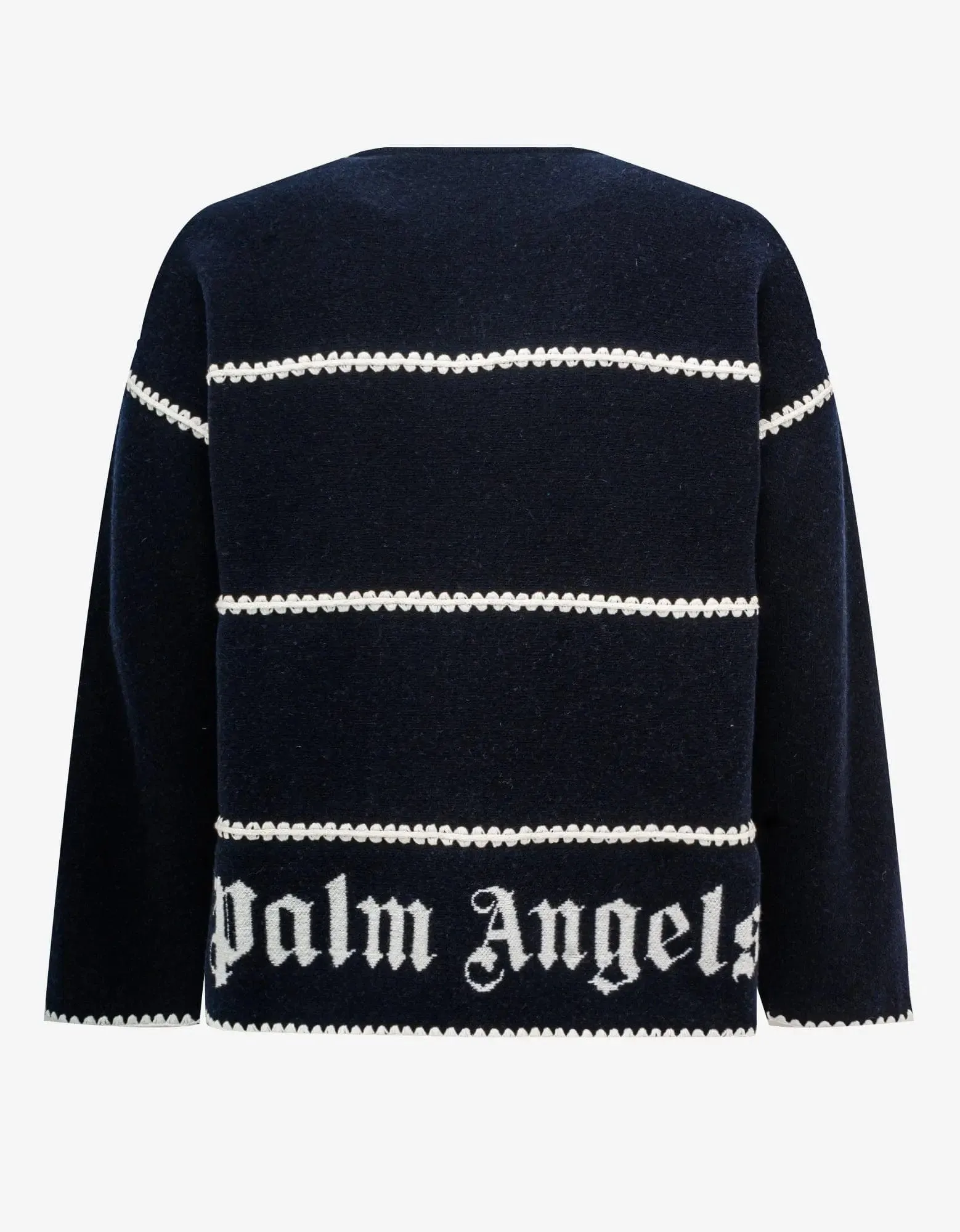 Palm Angels Navy Blue PA Monogram Stripe Sweater