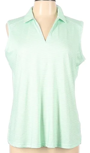 Pebble Beach Green Striped Sleeveless Women's Golf Top Size L