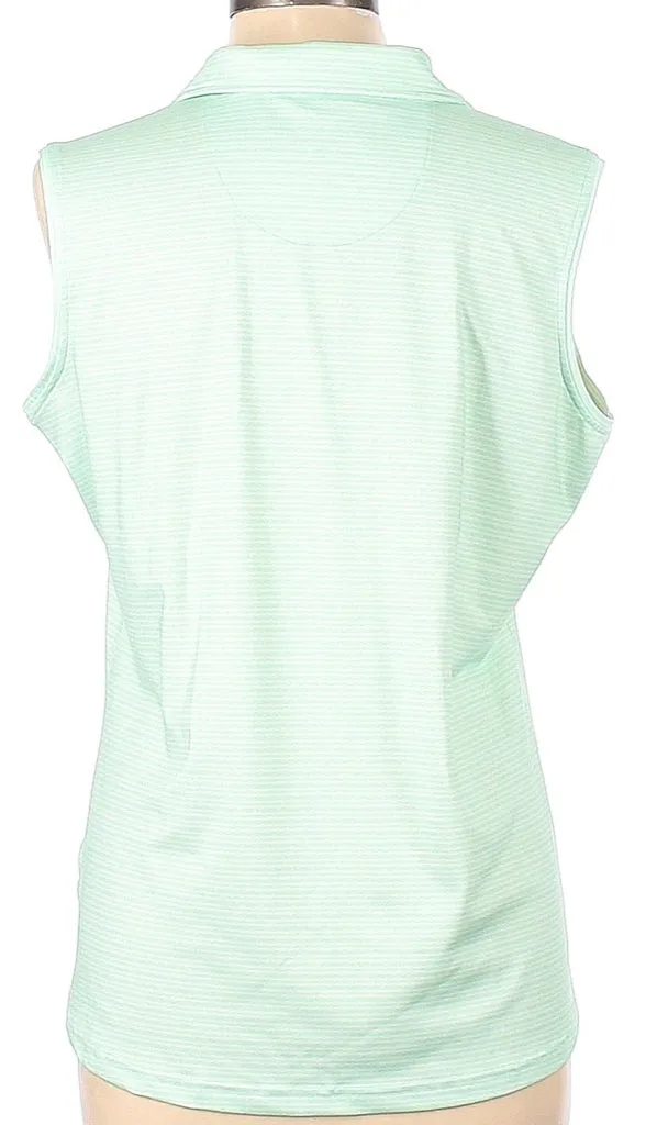 Pebble Beach Green Striped Sleeveless Women's Golf Top Size L