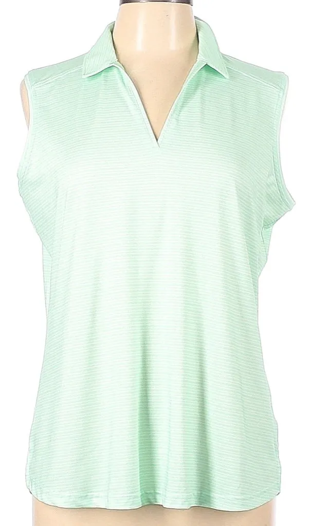 Pebble Beach Green Striped Sleeveless Women's Golf Top Size L