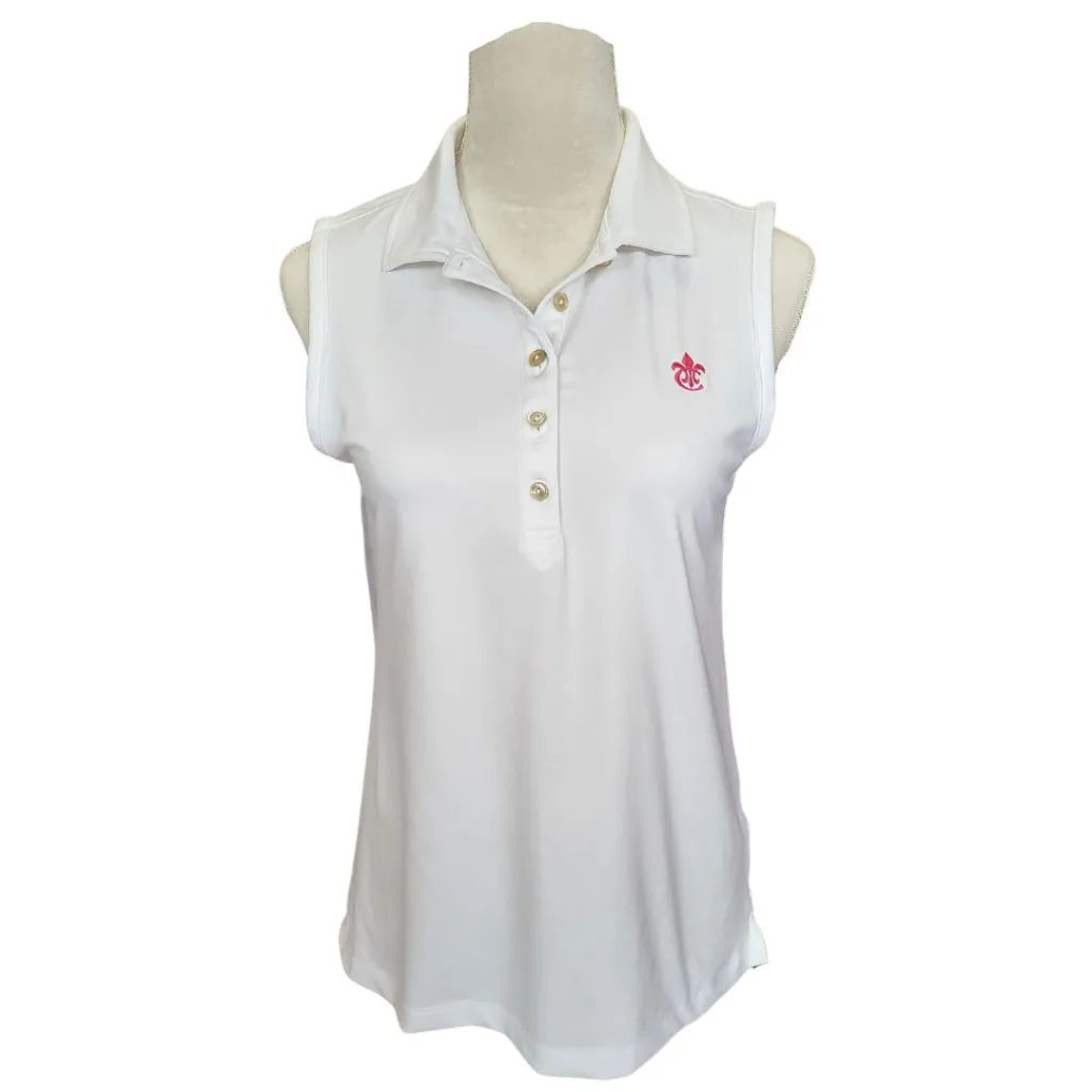 Peter Millar White Sleeveless Golf Polo w/logo Size M MSP$85