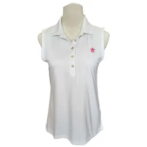 Peter Millar White Sleeveless Golf Polo w/logo Size M MSP$85