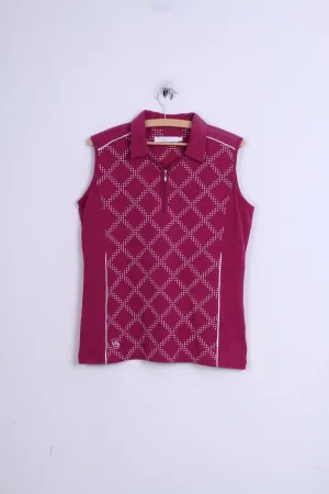 PING Collection Womens 14 L Sleeveless Cotton Collar Zip Neck Top Amaranth