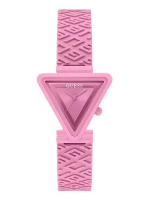 Pink Fame Logo Silicone Watch Guess