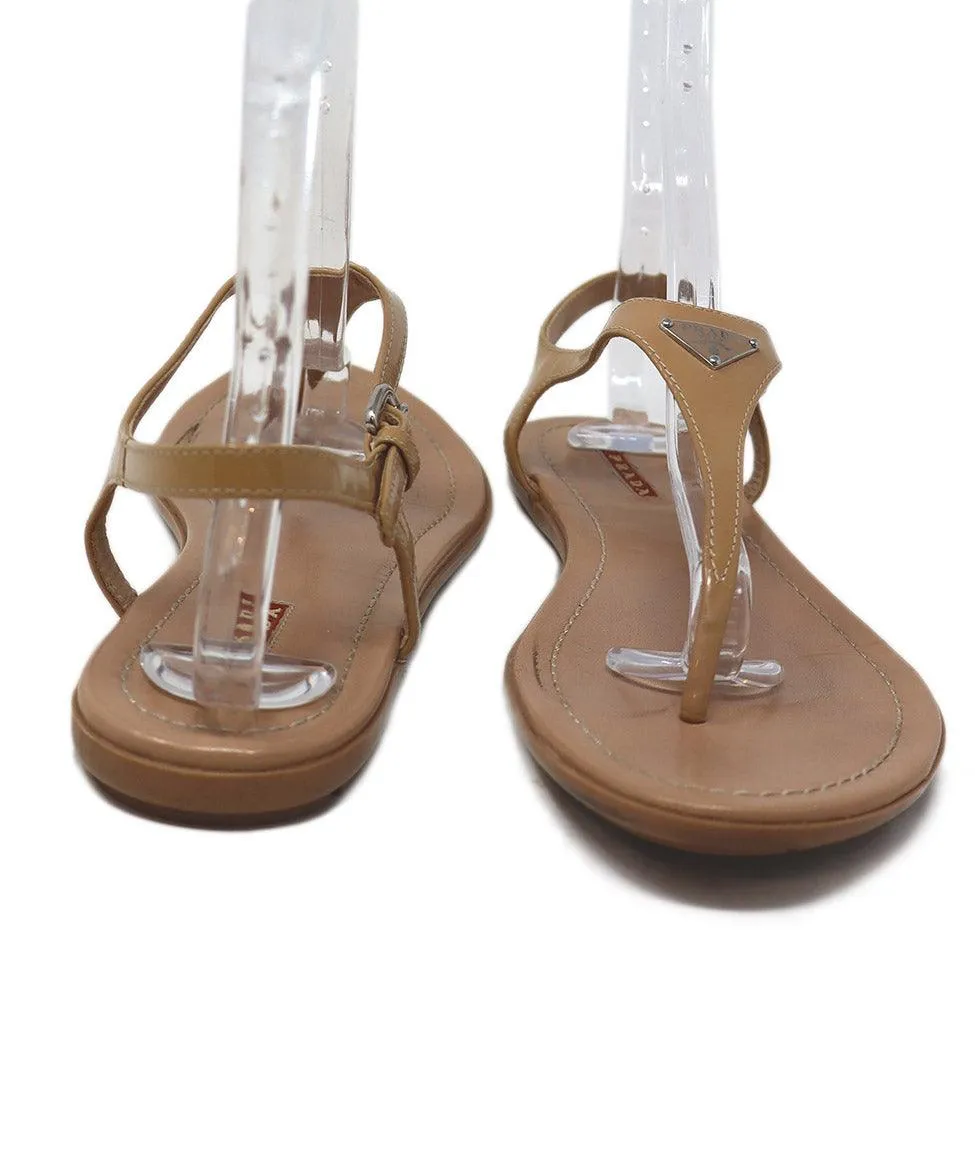 Prada Sport Tan Patent Leather Sandals sz 10