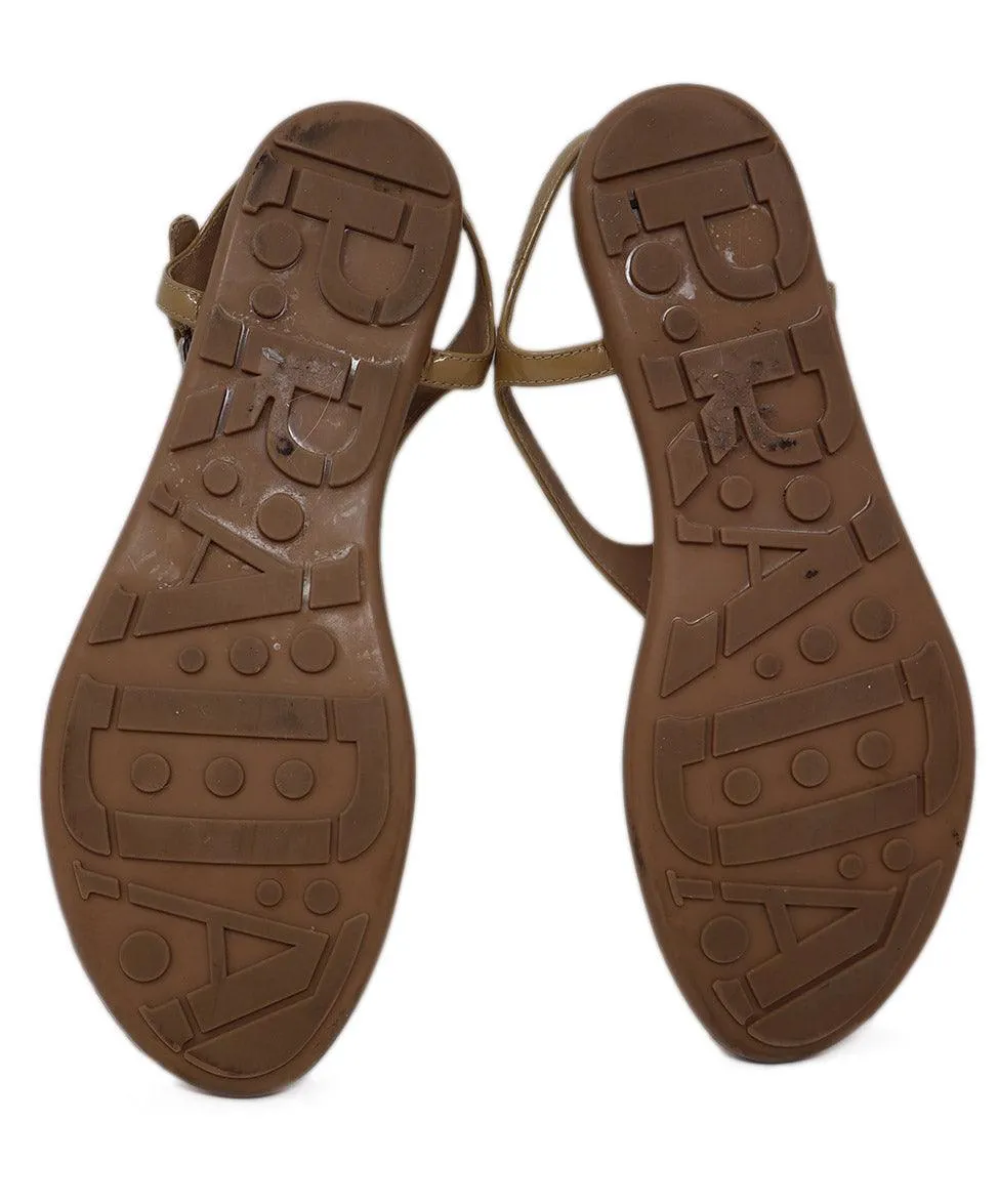 Prada Sport Tan Patent Leather Sandals sz 10