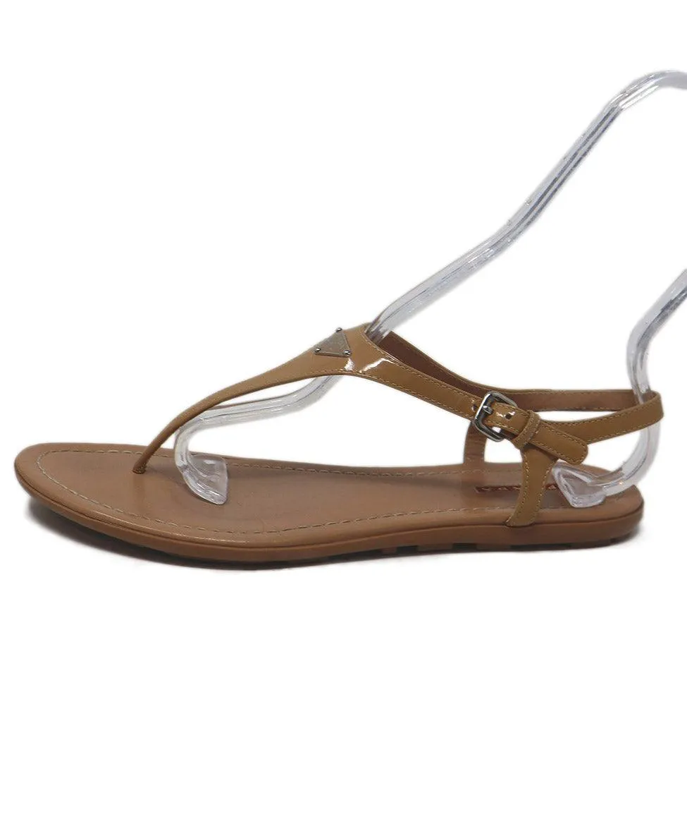 Prada Sport Tan Patent Leather Sandals sz 10