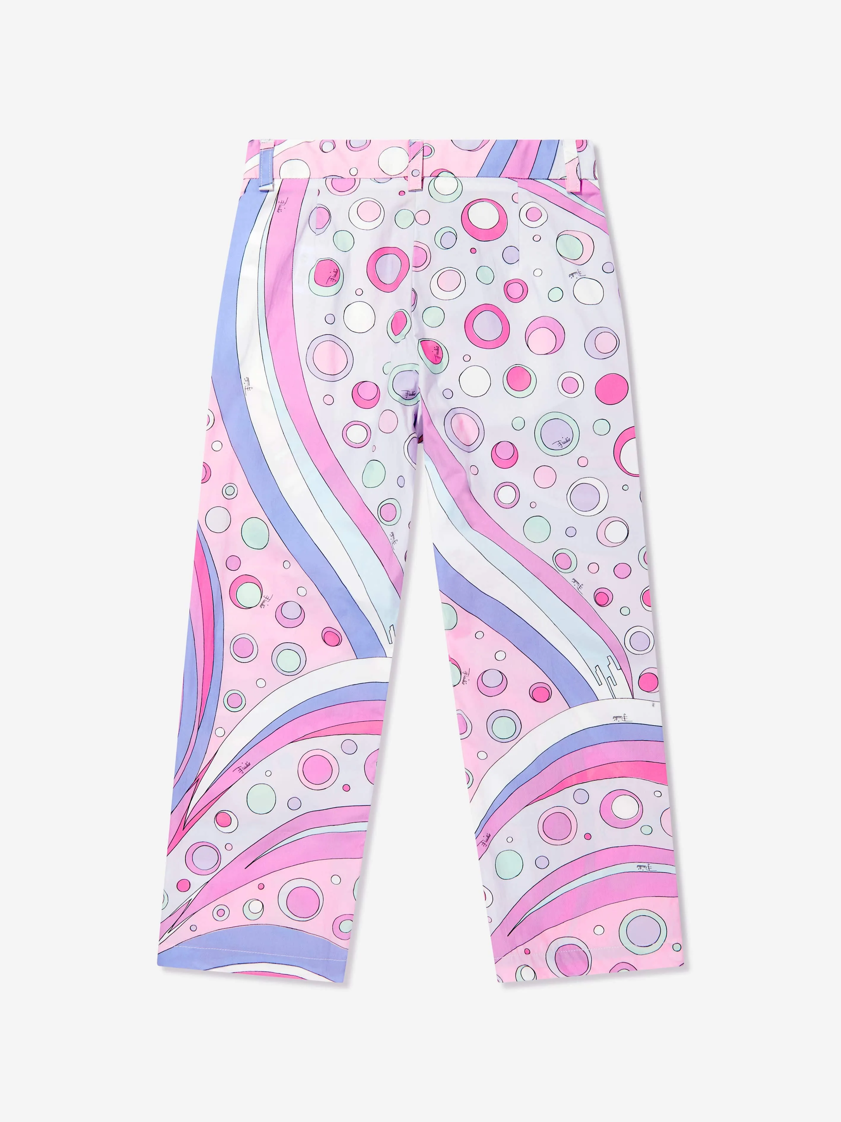 PUCCI Girls Cotton Fontane Print Trousers in Pink