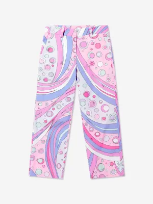 PUCCI Girls Cotton Fontane Print Trousers in Pink