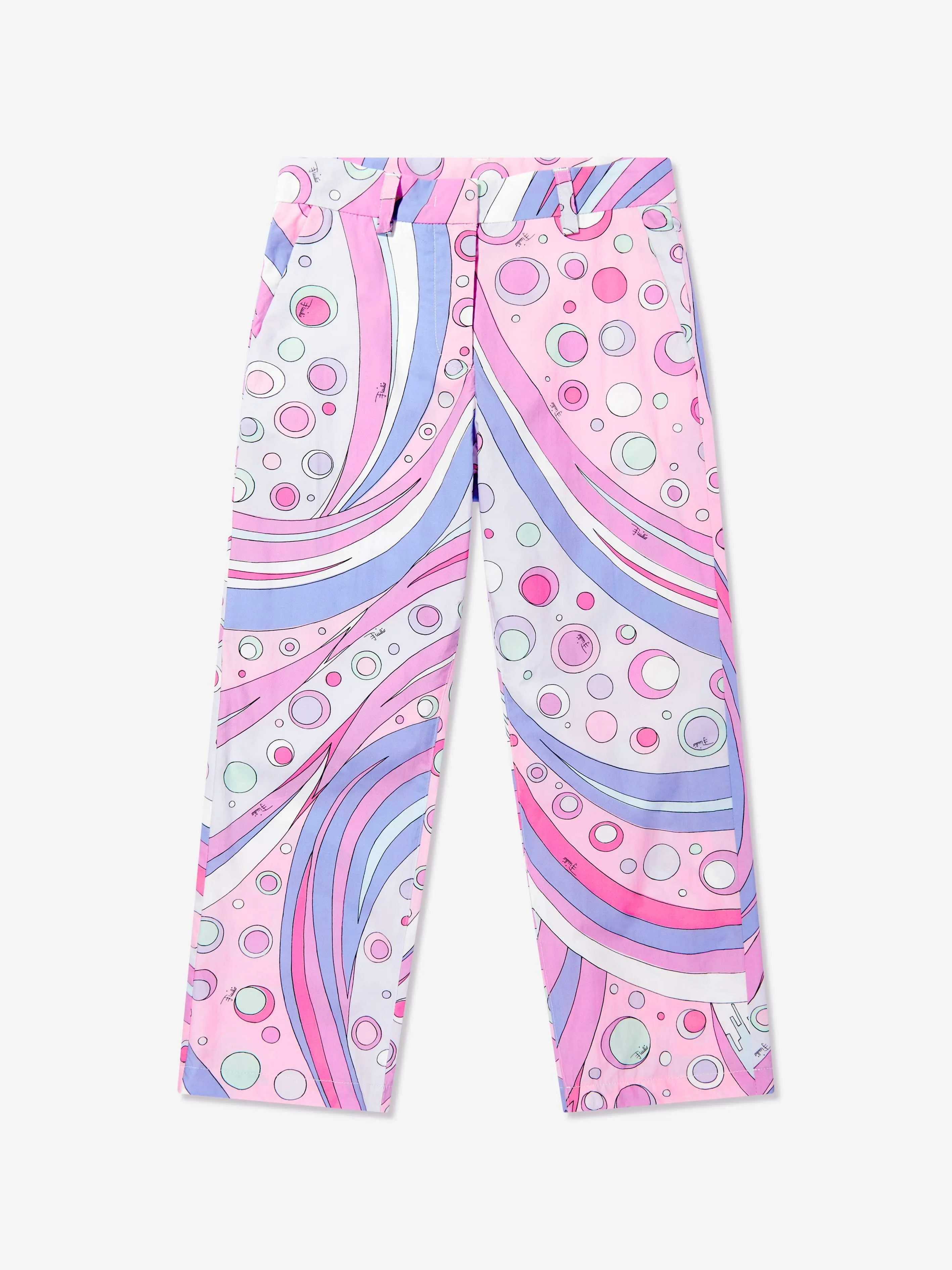 PUCCI Girls Cotton Fontane Print Trousers in Pink
