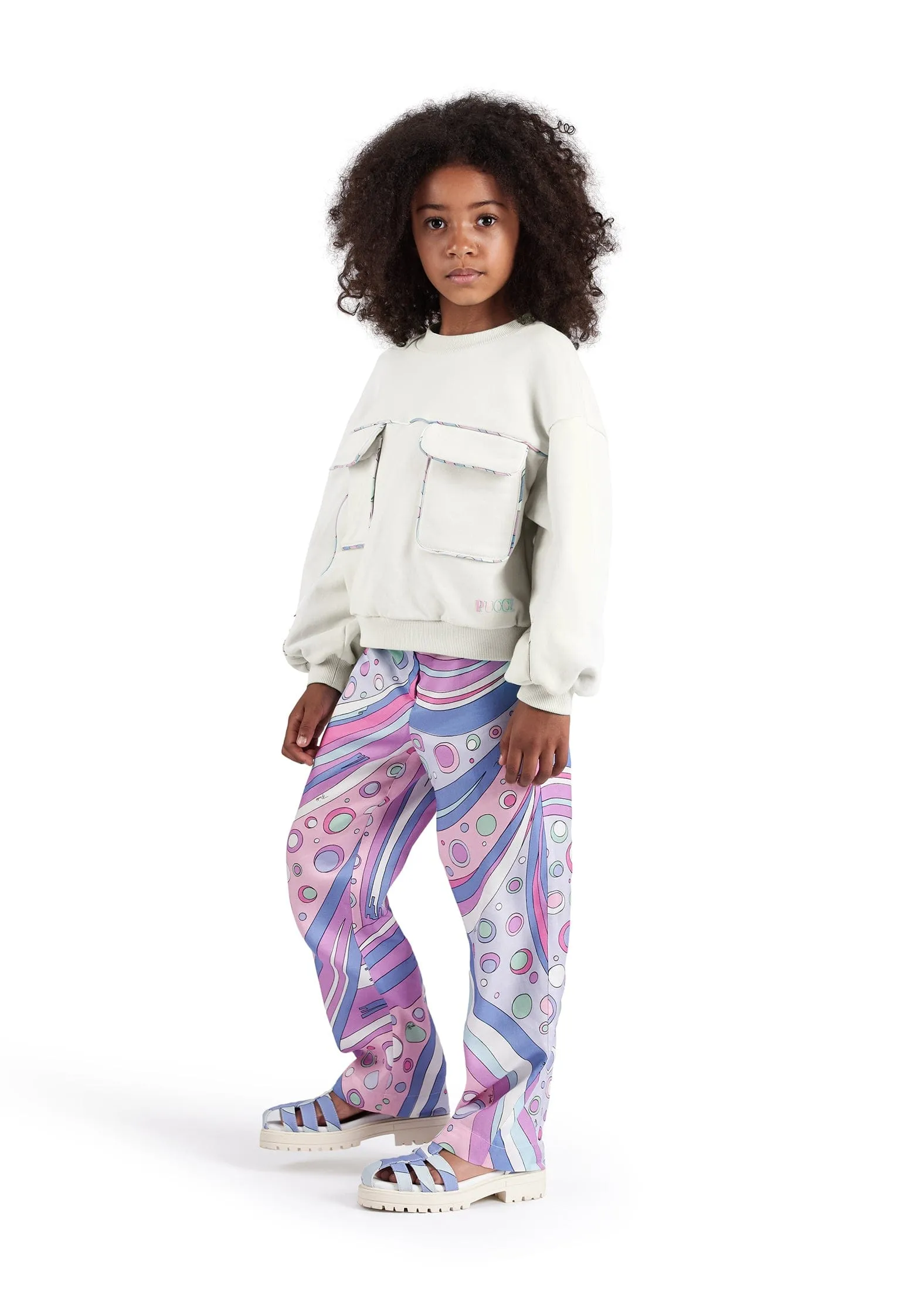 PUCCI Girls Cotton Fontane Print Trousers in Pink