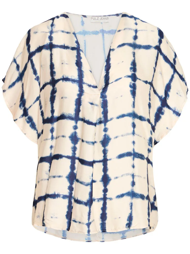 Pulz PzElani Blouse Off White & Navy