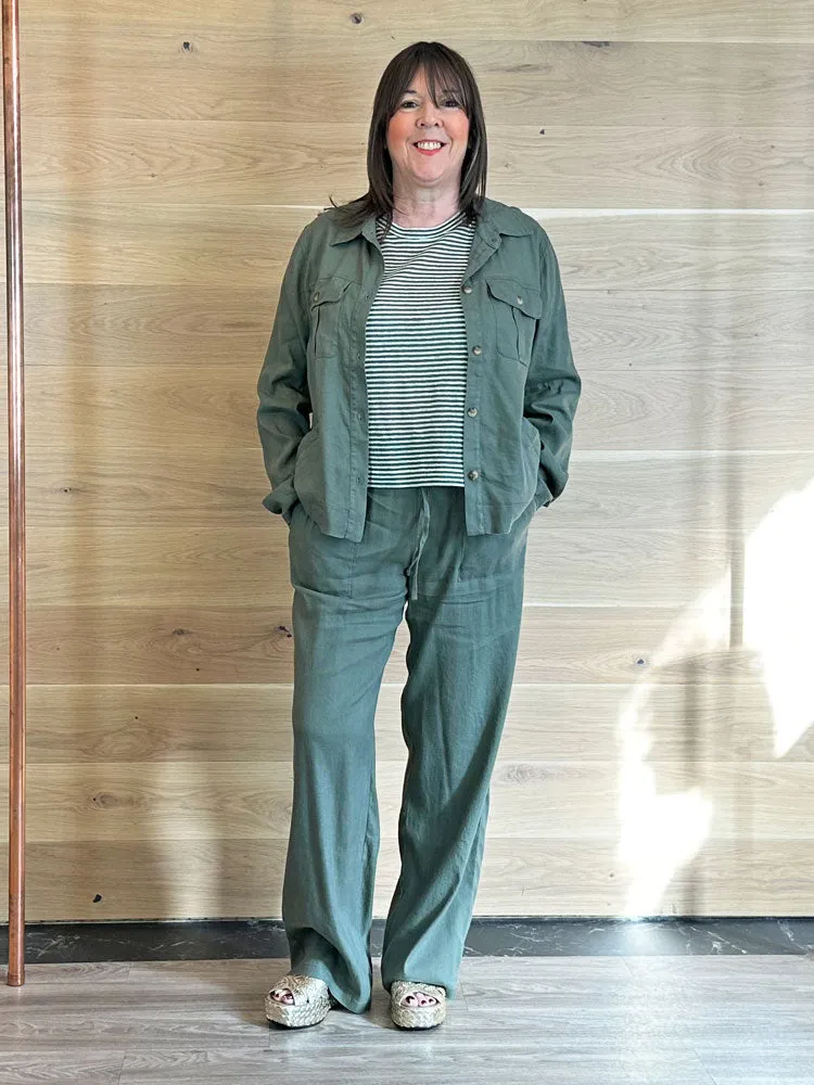 Pulz PzLuca Wide Leg Trousers Deep Lichen Green