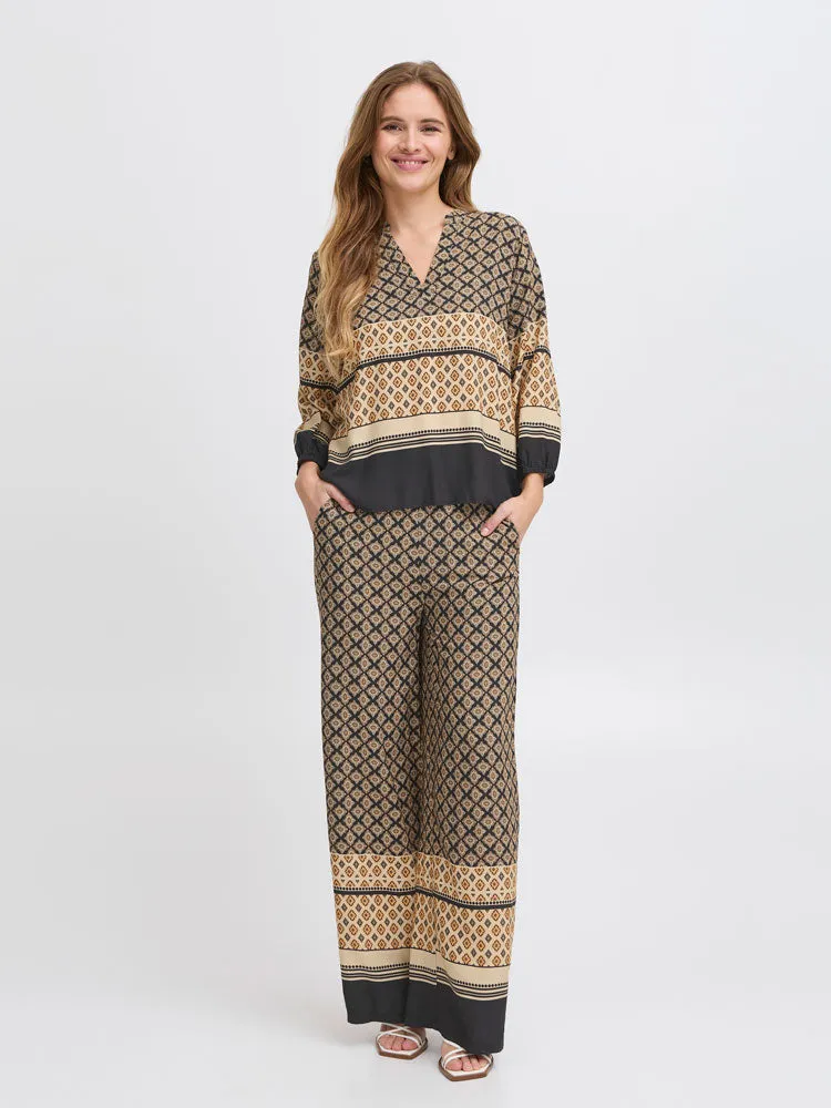 Pulz PzOlivia Blouse Black Boho Border