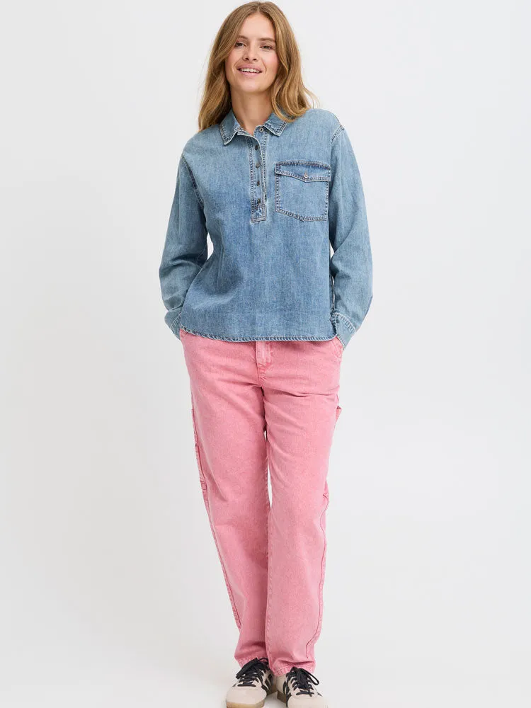 Pulz PzSylvie Blouse Medium Blue Denim