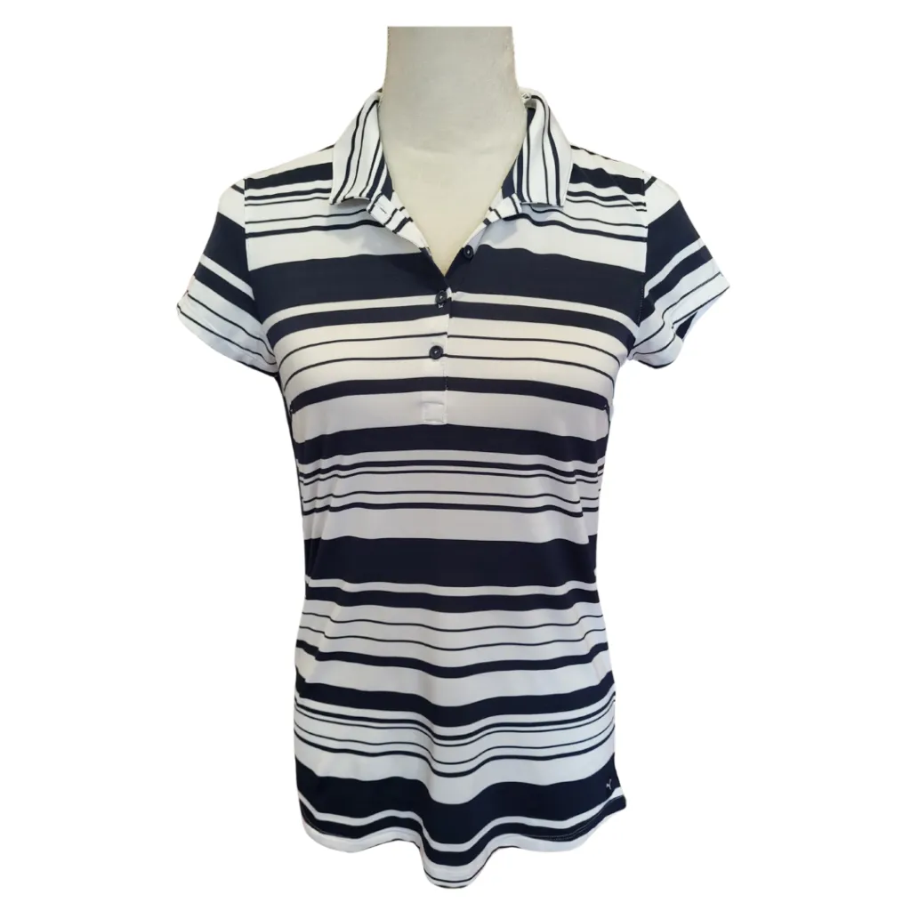 Puma Navy & White Striped Polo Size S