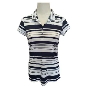 Puma Navy & White Striped Polo Size S