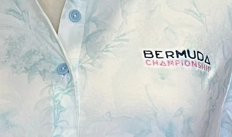 Puma Women's Aqua Blue Cloudspun Tropical Polo w/ Bermuda Championship Logo Size M MSP$55