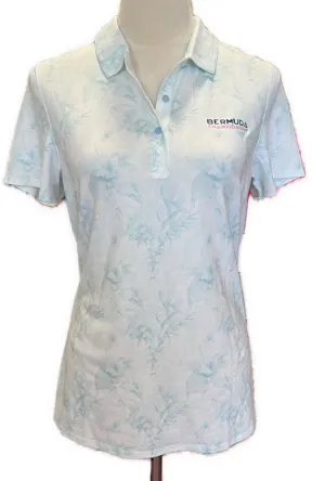 Puma Women's Aqua Blue Cloudspun Tropical Polo w/ Bermuda Championship Logo Size M MSP$55
