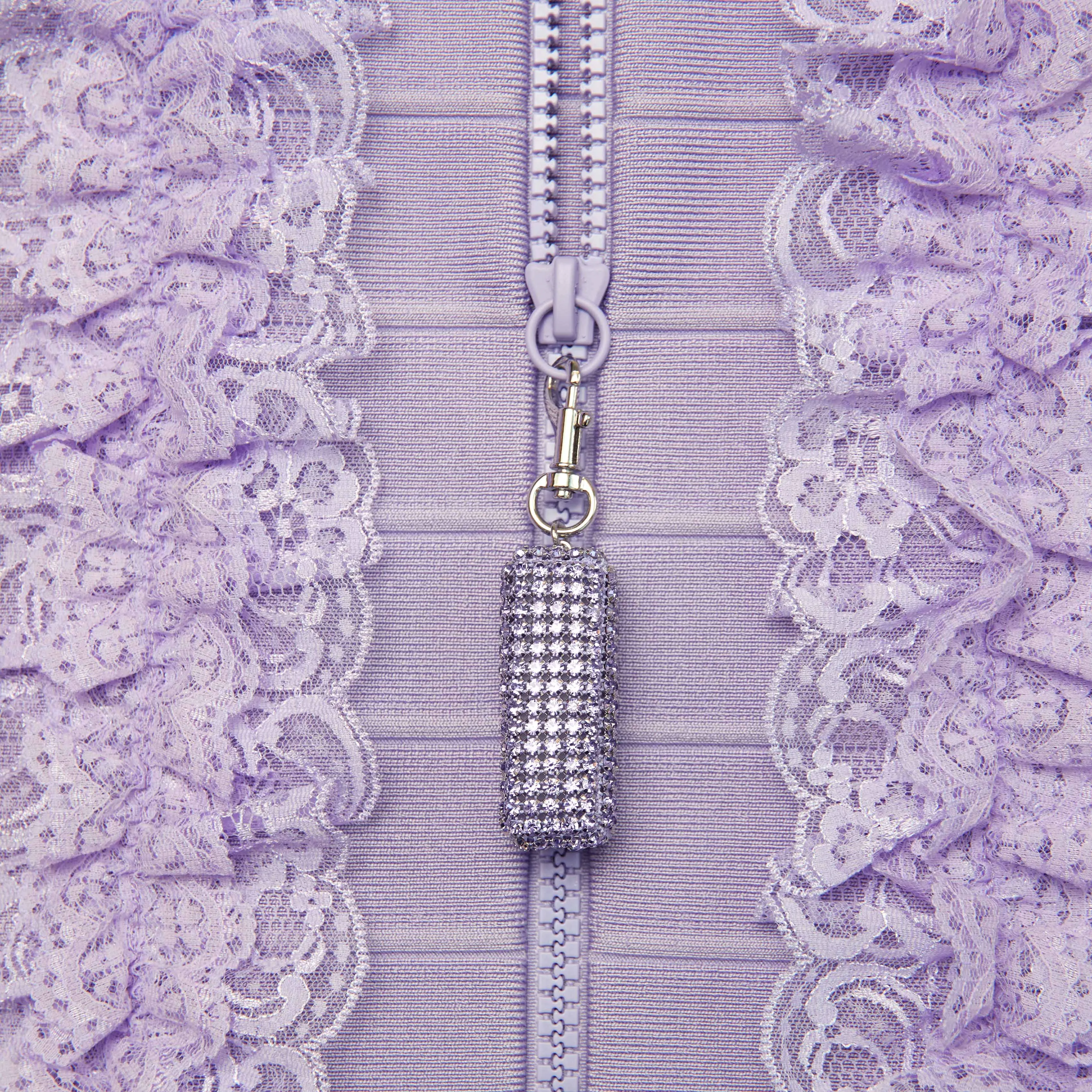 Purple Knit Zip Ruffle Maxi Dress Self Portrait