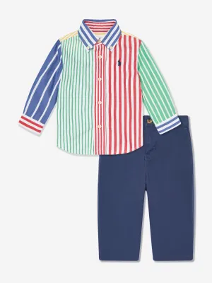 Ralph Lauren Baby Boys Shirt and Trouser Set in Multicolour