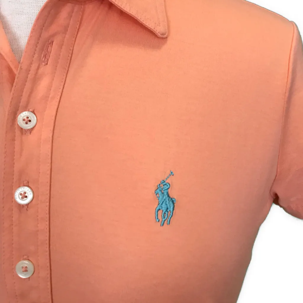 Ralph Lauren Women's 5 Button Pale Orange Short Sleeve Pima Golf Polo Size S MSP$110