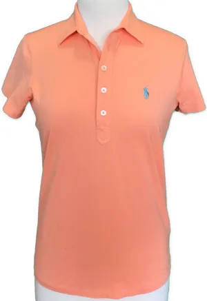 Ralph Lauren Women's 5 Button Pale Orange Short Sleeve Pima Golf Polo Size S MSP$110
