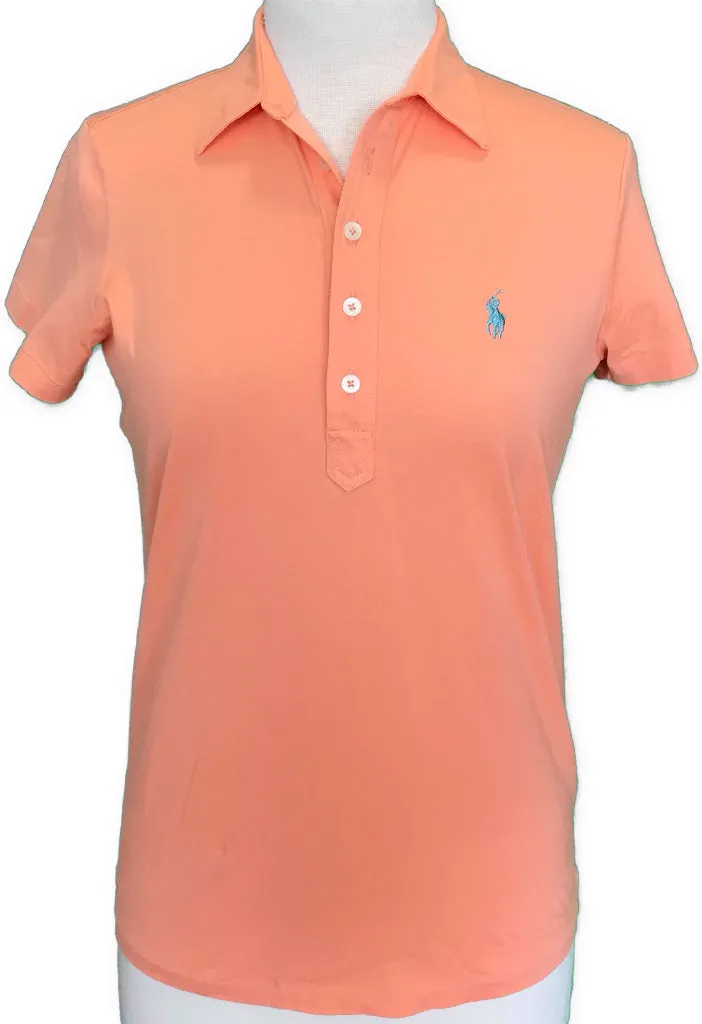 Ralph Lauren Women's 5 Button Pale Orange Short Sleeve Pima Golf Polo Size S MSP$110