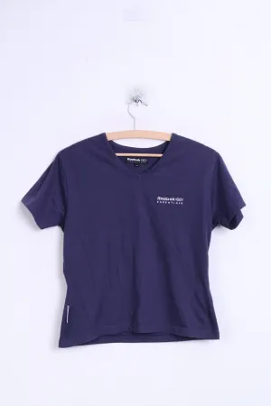 Reebok Essentials Womens 12 Shirt Cotton Navy V Neck Sport