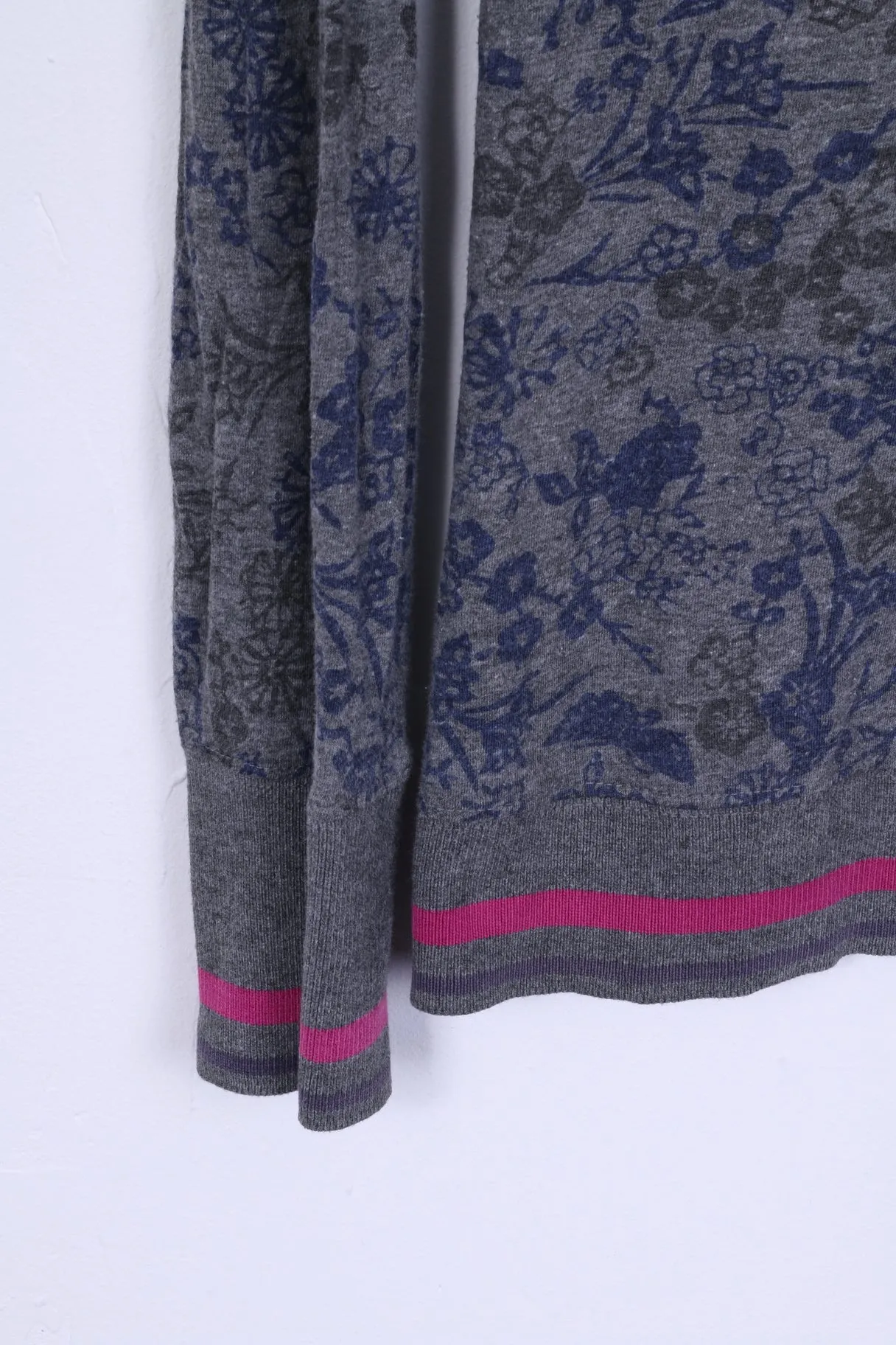 Replay Womens M Shirt Grey Long Sleeve Shawl Flowers Printed Stretch