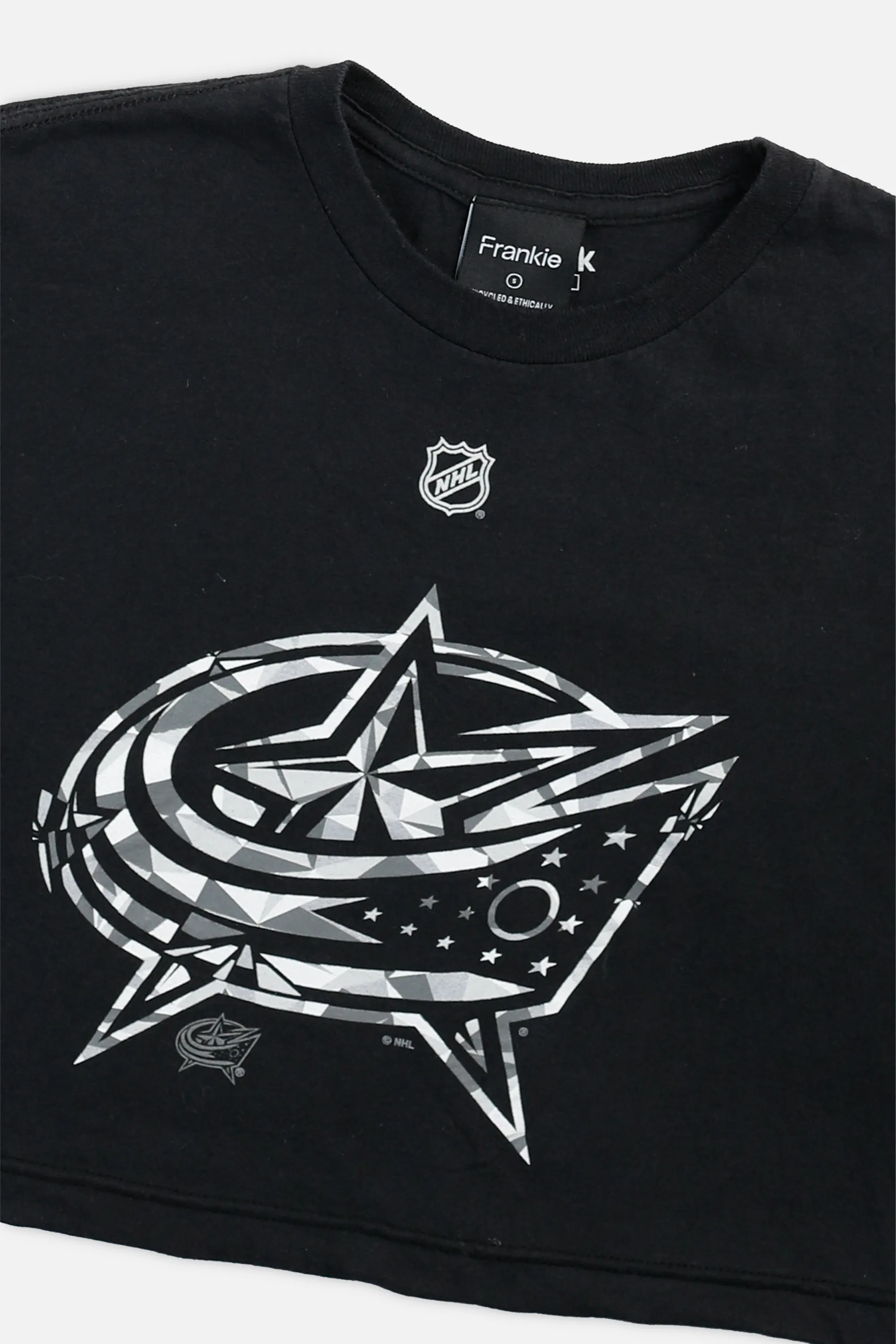 Rework Columbus Blue Jackets NHL Crop Tee - S Frankie