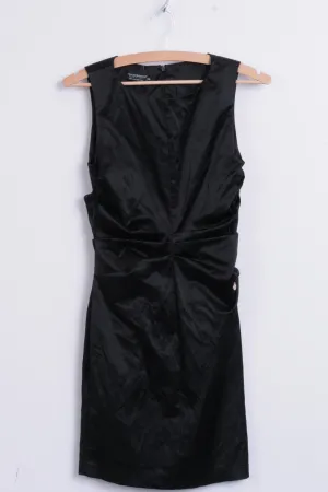 Rinascimento Womens XS Dress Black Sleeveless Knee Lenght Scrunched Middle
