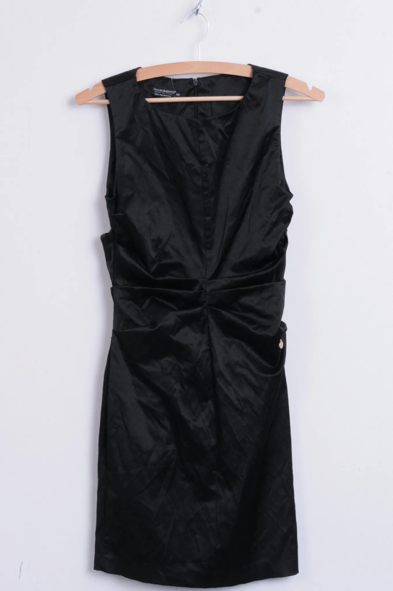 Rinascimento Womens XS Dress Black Sleeveless Knee Lenght Scrunched Middle