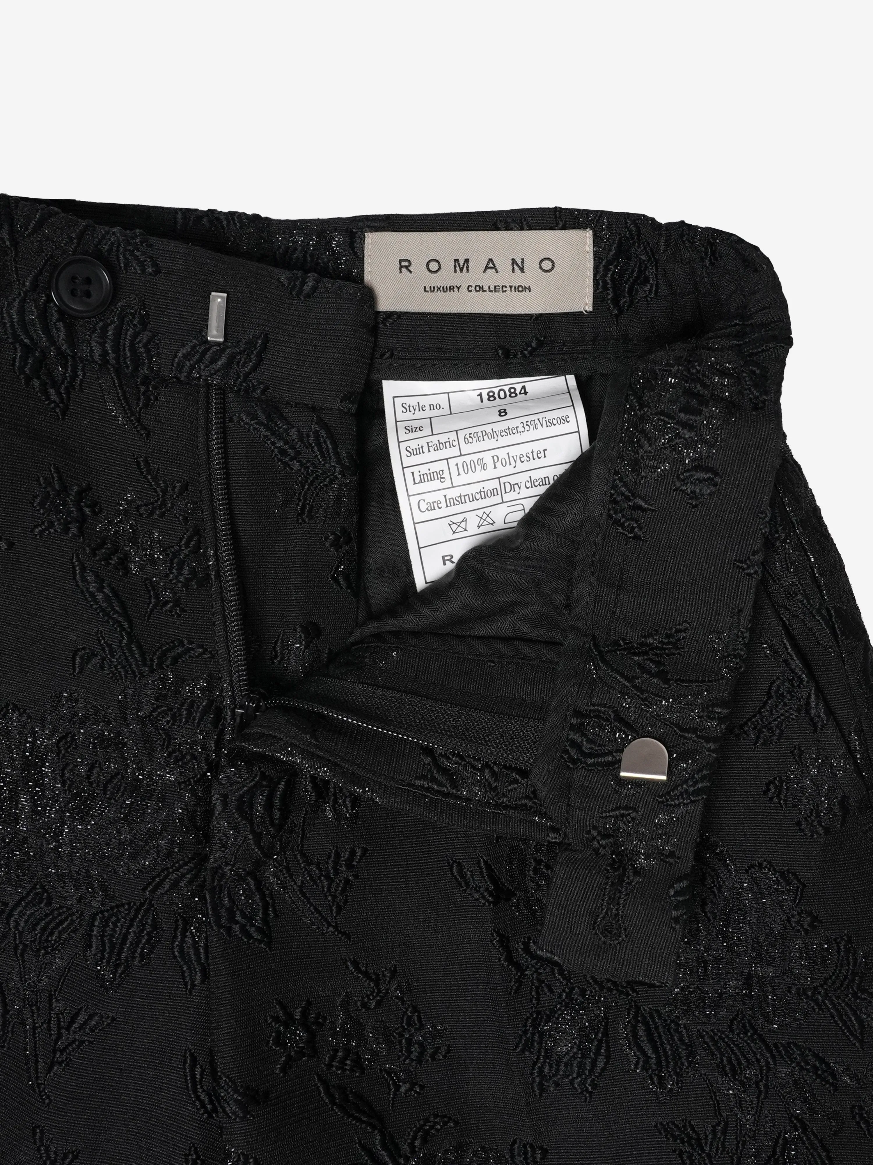 Romano Boys Shawl Collar Jacquard 3 Piece Suit in Black