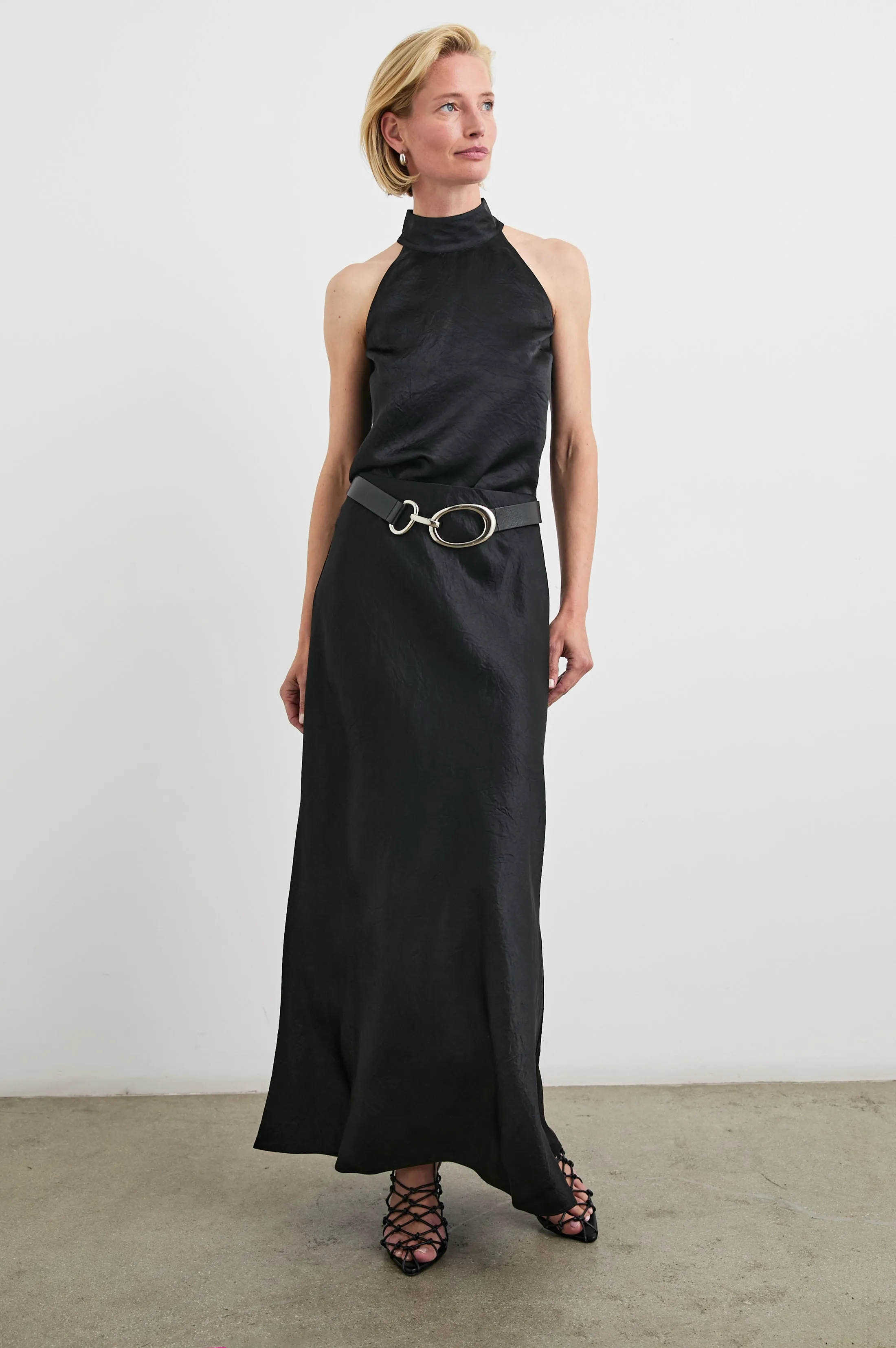 ROMINA SKIRT - BLACK CRINKLE Rails