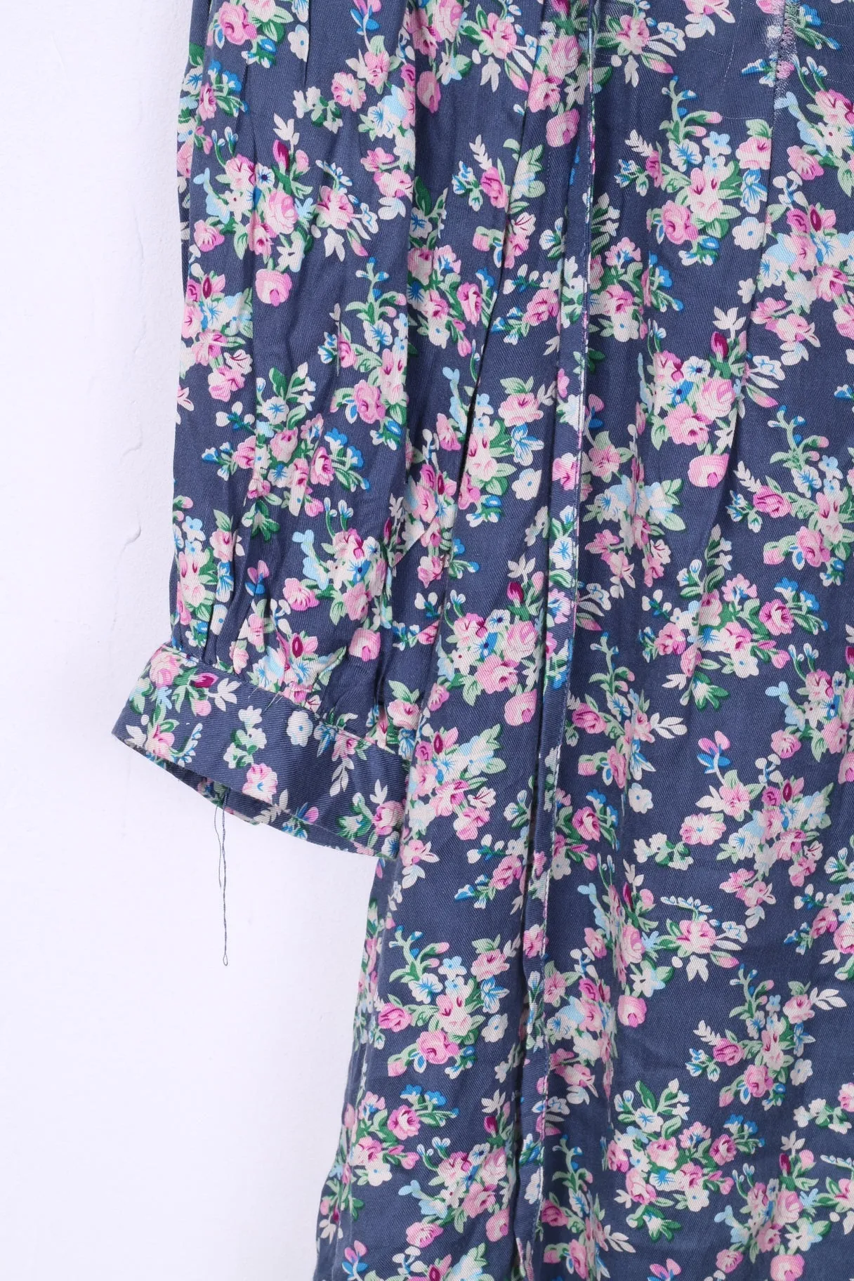 Ruby Belle Womens 10 M Mini Dress Flower Print Long Sleeve Navy V neck