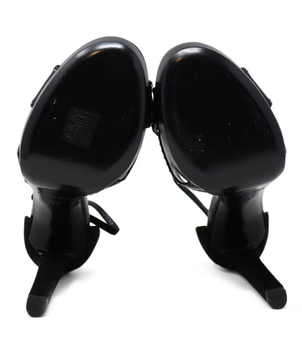Saint Laurent Black Leather & Suede Stud Heels sz 11