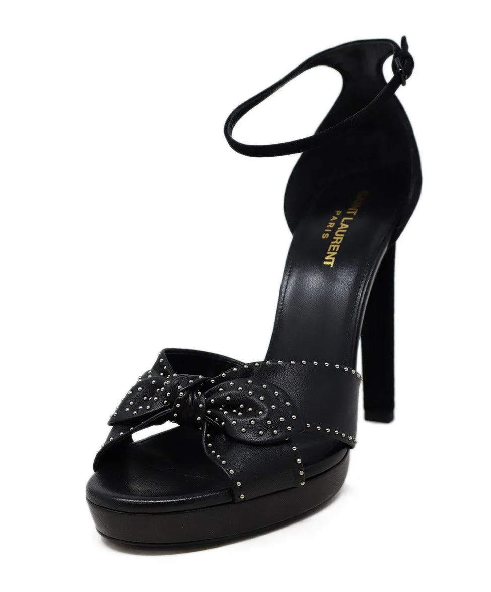 Saint Laurent Black Leather & Suede Stud Heels sz 11