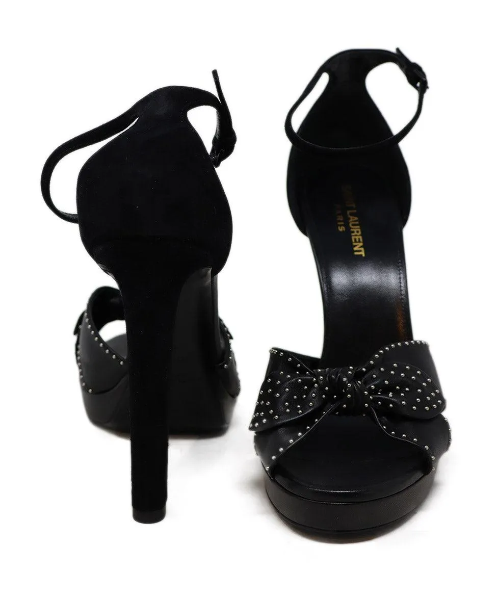 Saint Laurent Black Leather & Suede Stud Heels sz 11