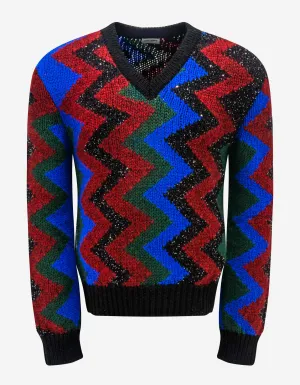 Saint Laurent Zigzag Graphic Wool-Blend Sweater