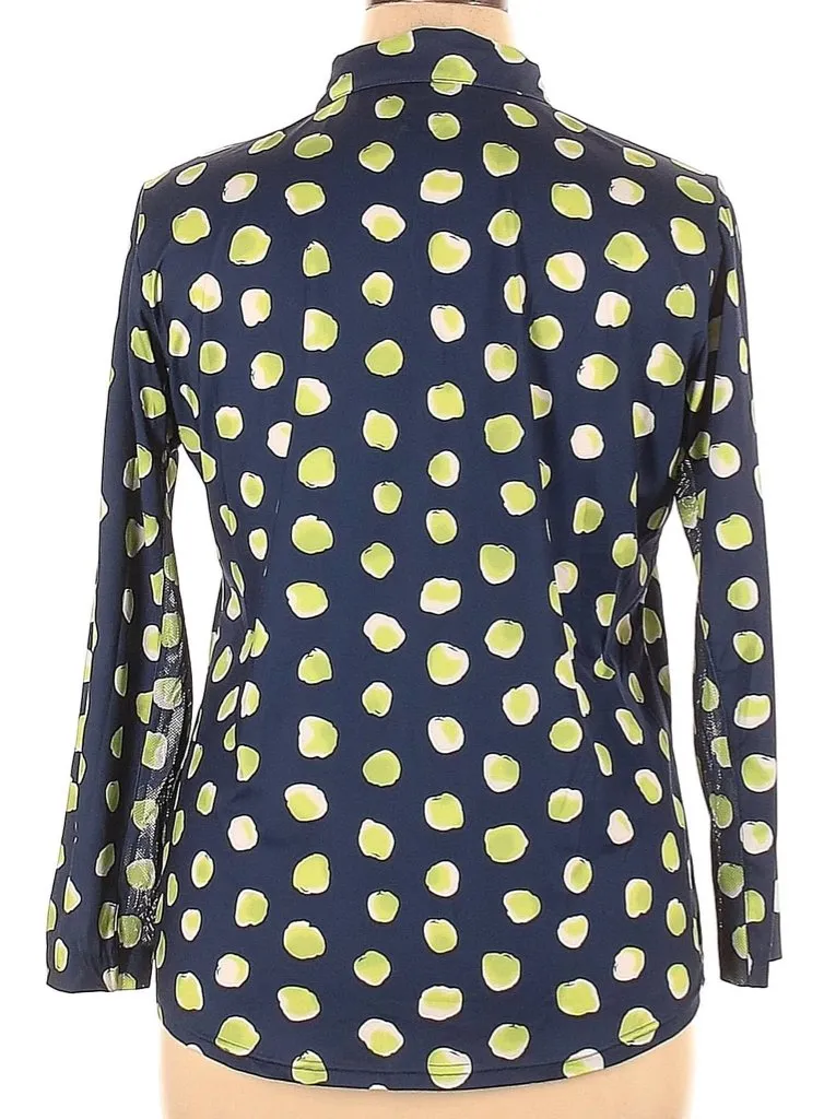 San Soleil Navy & Lime Polka Dot Sun Shirt Size XL MSP$92