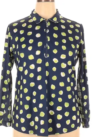San Soleil Navy & Lime Polka Dot Sun Shirt Size XL MSP$92