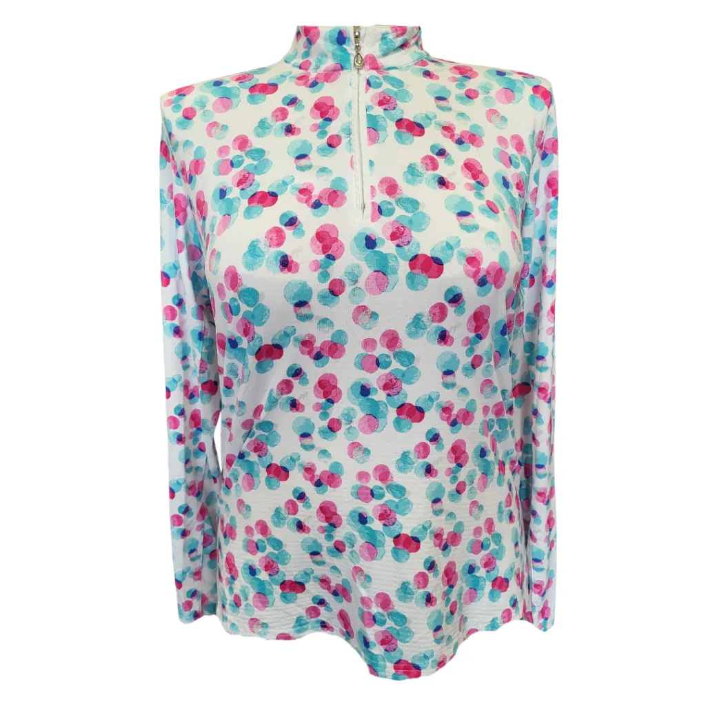 San Soleil Women's SolCool Long Sleeve Print Mock Pullover - Full-Circle Size XL MSP$104