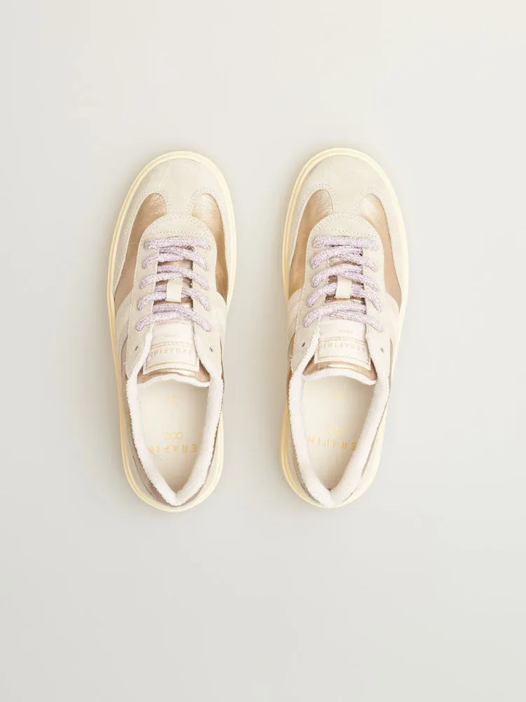 Serafini Court Trainers Light Bronze, Taupe & Pink