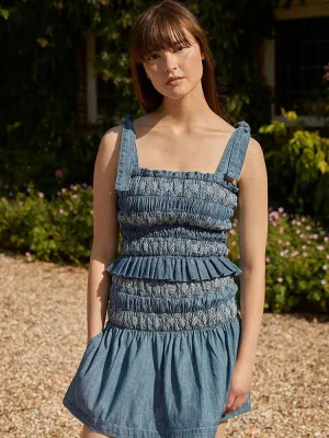 Seventy   Mochi Sally Tie Bandeau Vest Washed Indigo