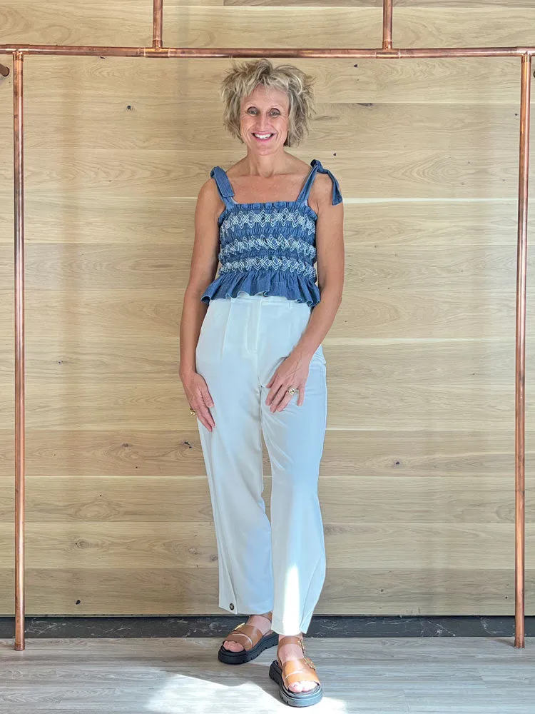 Seventy   Mochi Sally Tie Bandeau Vest Washed Indigo