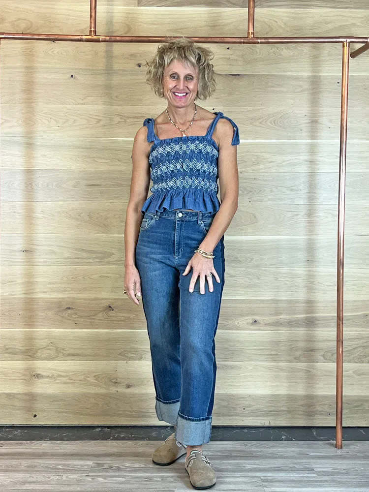 Seventy   Mochi Sally Tie Bandeau Vest Washed Indigo