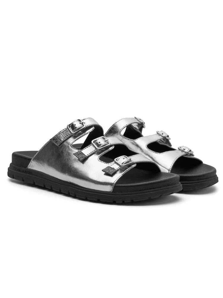 Shoe The Bear Ellen Metallic Sandals Black & Silver