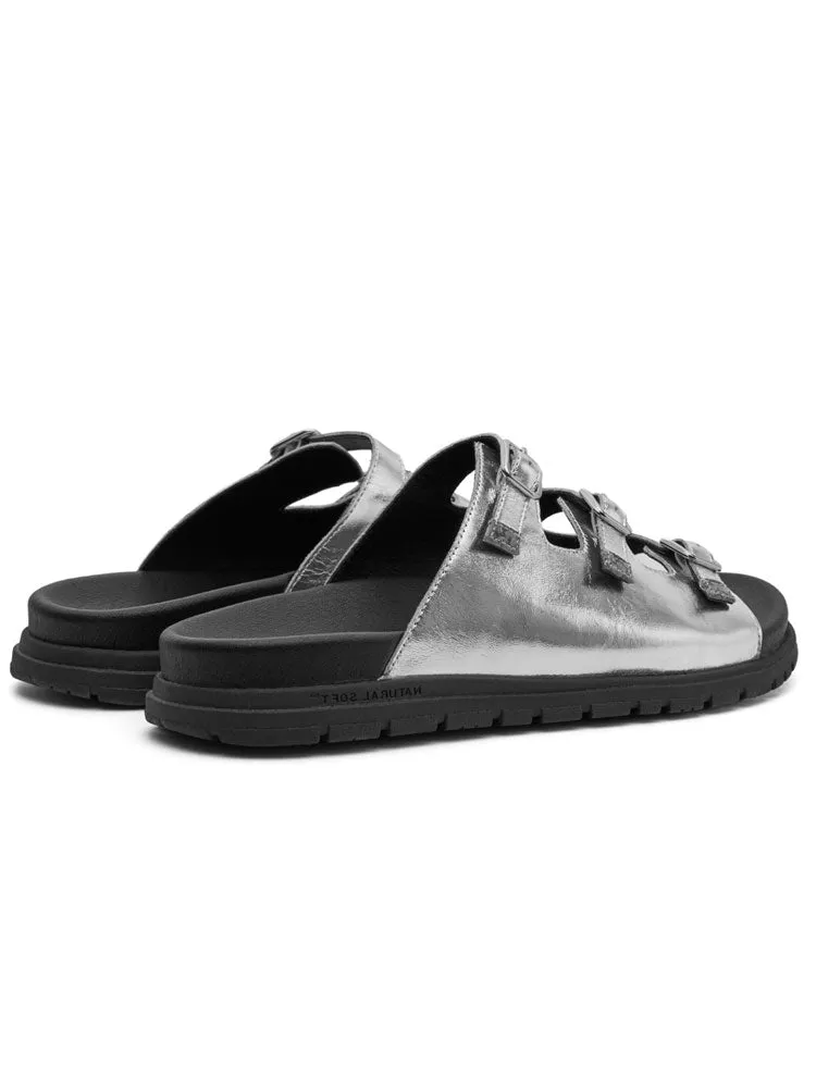 Shoe The Bear Ellen Metallic Sandals Black & Silver