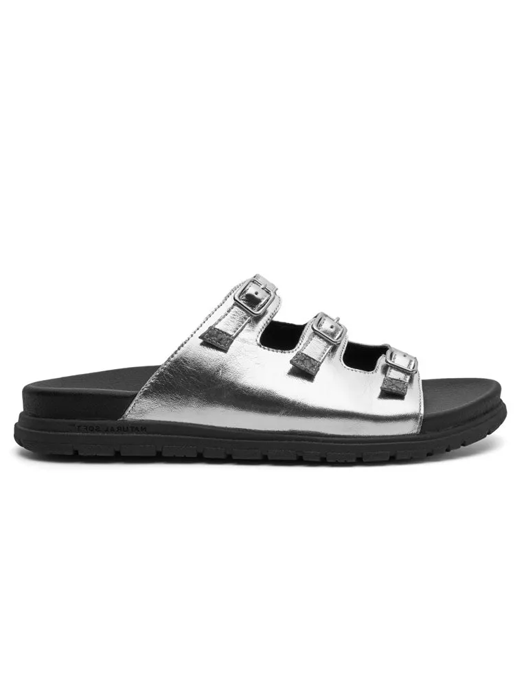 Shoe The Bear Ellen Metallic Sandals Black & Silver